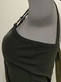 DAIIIBABYYY  -  Streetwear Green Women Backless Camisole Vintage Hollow Out Tank Top 2025 Summer Grunge Sexy Y2k Aesthetic Cropped Bodycon Vest