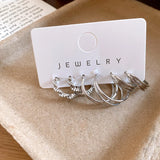 Daiiibabyyy  Three Pieces Geometric Round Pleated Stud Earrings Sets Minimalist Personality Light Luxury Exquisite Ear Jewelry Set for Women