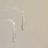 Daiiibabyyy  Minimalist Snake Bone Chain Three-layer Tassel Earrings Women Classic Temperament Jewelry For Party and Daily Wearing