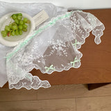 DAIIIBABYYY  -  French Flower Lace Embroidered Bow Decorative Triangle Towel Women's Summer Vacation Breathable Mesh Lace Up Photo Headband