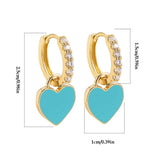 DAIIIBABYYY  -   New Korea Trendy Luxury Gold Color Heart Hoop Earrings for Women Girls Cute Sweet Enamel Zircon Drop Dangle Earring Jewelry