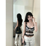 DAIIIBABYYY  -  Polka Dot Lace Camisole Female Summer Trend Sexy V-neck Breast Wrap Top Tee Women Clothes Sweet Fashionable Skinny Thin Top Tee