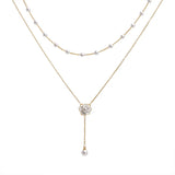 Daiiibabyyy Elegant Pearl Camellia Double Layer Necklace Women Light Luxury Premium Feeling Temperament Collarbone Chain Party Gift
