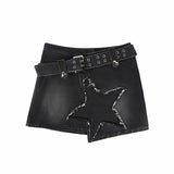 Daiiibabyyy Korean Fashion Irregular Star Denim Skirt Clothing Summer A-Line Hot Girl Y2k Vintage Streetwear Hip Hop Punk Short Mini Skirts