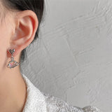 Daiiibabyyy  Y2K Heart Planet Drop Earrings for Women Harajuku Fashion Punk Girl Crystal Stars Earring 2025 Korean Trendy Party Jewelry Gifts