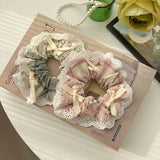 DAIIIBABYYY  -  Spring Summer Comely Small Floral Large Intestine Hair Band Mori Sweet Girl Plaid Lace Hair Rope New Female Pastoral Rubber Band