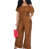 DAIIIBABYYY  -  Plus Size Shawl Sleeve Romper Women Jumpsuit Bodysuit Fashion Solid Wide Leg Pant Jumpsuit Overalls Wholesale Dropshipping