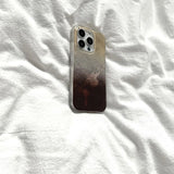 Daiiibabyyy  Whirlpool Pattern IND Coffee Gradient Dyeing Phone Case with Chain for iPhone 11 12 13 14 15 16 17 Pro Max