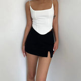 DAIIIBABYYY  -  Sexy Split Women Black Shorts Skirt Korean Mid Waist V Neck Slim Ladies Mini Skirts Y2K Fashion Streetwear Casual A Line Skirts