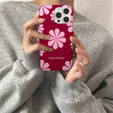Daiiibabyyy  Crystal transparent white IND double-layer pink small flower phone case for iPhone 11 12 13 14 15 16 17 Pro Max