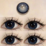 Myopia Blue Color Contact Lenses Black Pupil 6months 1pair Cosmetic Lenses