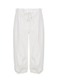 Daiiibabyyy  American Streetwear Solid Low Waist Drawstring Loose All Match Casual Capris