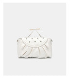 Daiiibabyyy  Elegant Pink Bow Rhinestone Underarm Bag Sweet Lolita Pleated Shoulder Bags Portable Bow Handle Handbag Cute Ita Purse Trendy