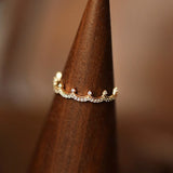 DAIIIBABYYY  -  New Ins Gold-plated Copper Micro Inlaid Zircon Crown Ring For Women Vintage Geometric White Zircon Rings Fashion Jewelry