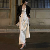 DAIIIBABYYY  -  Womens White Sexy Dress Sling Sleeveless Europe and America Fashion Luxury Backless Spicy Girl Female NEW Summer Long Skirt