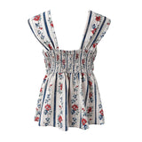 DAIIIBABYYY  -  Women's French Retro Niche Floral Print Vests 2024 Summer V-neck Sleevless  Backless Age-reducing Slim Tank Tops Female Clothing