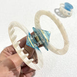 Daiiibabyyy  Big/Small Size Diamond-encrusted Gripper Summer Style Design Geometry Hollow Out Acrylic Acetate Women's Hair Accessories