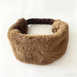 Daiiibabyyy  Winter Ladies New Plush Hair Band Korean Japanese Ins Sweet Style Faux Rabbit Hair Headband Warm Wide Side Trendy Girl Hair Band