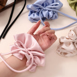 DAIIIBABYYY  -  Bow Ribbon Hairbands Long Elastic Sweet Scrunchies Flowers Hair Tied Bands Head Rope Women Korean Girl Ponytail Hair Accessories