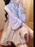 Daiiibabyyy  New Lace Patchwork Sweet Dresses for Women Vestidos De Mujer Fashion  Off Shoulder Robe Femme Korean Bandage Pleated Dress
