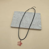 Daiiibabyyy  Natural Stone Five-pointed Star Crystal Rose Quartz Opal Star Pendant Necklace for Women Fluorite Lapis Bullet Pendulum Jewelry