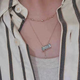 Daiiibabyyy  Blue Square Sugar Necklace Fresh Simple Zircon Tassel Design Exquisite Trend Pendant Necklace Women's Popular Jewelry Gift