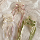 Daiiibabyyy New 2pcs Korean Ribbon Bow Headband Long Tassel Hair Clip Women's Sweet Hair Clips Girls Wedding Party Hair Accessories