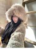 Daiiibabyyy  Winter Oversize Luxury Fluffy Raccoon Fur Bucket Hats for Women Retro Plush Warm Fisherman Hat Wide Brim Thickened Panama Cap