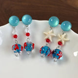 Daiiibabyyy  Funny Contrasting Color Resin Glass Beads Strand Ball Star Hanging Dangle Earrings for Women Wholesale Holiday Jewelry