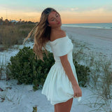 Daiiibabyyy Pink Knitted Mini Dress Women Elegant Fashion Off The Shoulder Bodycon Short Dresses Summer Sweet Girl Holiday Beach Dress 2024