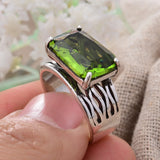 DAIIIBABYYY  -  New Arrival Trendy Natural Green Crystal Thai Silver Ladies Ring Jewelry For Women Wedding Gifts