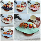 Daiiibabyyy  Breathable Sunscreen Basin Cap Adjustable French Fries Hamburger Fisherman Hat Plush Doll Lightweight Cartoon Sunshade Hat Kids