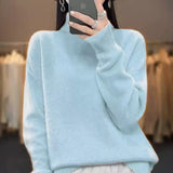 Daiiibabyyy  Fashion Simple Solid Turtleneck Long Sleeve Sweater Women European Loose Drop Shoulder Pullover Fall Winter Warm Basic Tops