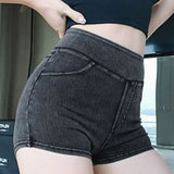 Daiiibabyyy  Elastic Waist Sports Short Jean Pants Woman Harajuku Fashion Cheap Aesthetic Elasticty To Wear Denim Shorts for Women