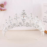Daiiibabyyy  Handmade Pink Purple Crystal Beads Bridal Tiara Rhinestone Pageant Crowns Diadem Headpiece Wedding Hair Dress Accessories