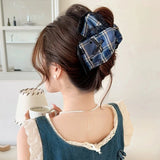 Daiiibabyyy  Plaid Bow Hair Clip for Women Exquisite Sweet Trendy Temperament Shark Clip Simple Daily Casual Hair Accessories Gifts
