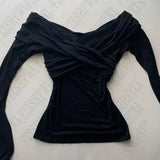 Daiiibabyyy  Chic Aesthetic Cute Long Sleeve Shirts Y2K emo Casual Vintage Harajuku Slim Advanced Women Clothing 90s Tide Fashion Tops Casual