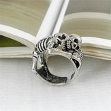 Daiiibabyyy  Men Women Vintage Thai Silver Skull Skeleton Finger Rings Punk Gothic Fashion New Jewelry Couple Gift Party Rock anillos mujer