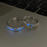 DAIIIBABYYY  -  1Pair Glow In Dark Luminous Blue Green Light Star Ring Fluorescent Heart Ring Women Men Couples Finger Rings Jewelry Adjustable