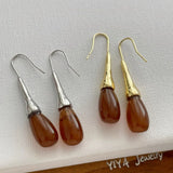 Daiiibabyyy  Simple Coffee Color Resin Water Drop Long Dangle Earrings for Women Femme Silver Plated Metal Hooks Casual Holiday Jewelry