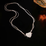 Daiiibabyyy  Heart-shaped Multi-layer Magnet Necklace for Women Fashionable and Versatile Ins Collarbone Chain Light Luxury Jewelry