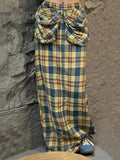 DAIIIBABYYY  -  Tall Girl Checkered Maxi Long Skirt Women Contrast Straight Loose Big Pockets Cargo Skirt Casual Holiday Retro Clothes