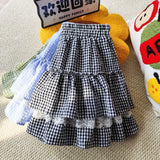 Daiiibabyyy  Plaid Short New Thin Skirt Stretch Waist Ball Gown Fresh Cake Mujer Faldas Slim Personalized Streetwear Fashion Skirts