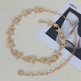 Daiiibabyyy  Fashion Golden Metal Waist Chain Belt High-End Luxury Brands Silver Stars Punk Gothic Y2K Waistband Designer Belts For Women