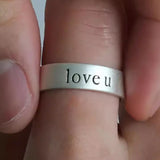 Daiiibabyyy  1/2pcs Love U Letter Handprint Ring for Men Women Niche Design High-end and Versatile Personalized Simple Couple Pairing Ring