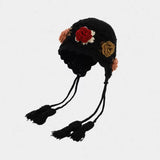 Daiiibabyyy  Cute Tassels Crochet Knitted Hat Hollow Out Handmade Knit Cap Korean Bohemian Style Weave Cap Travel