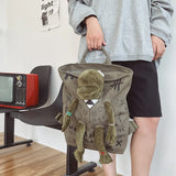 Daiiibabyyy  Backpacks For Women Graffiti Inlaid Plush Frog Monster Zip Large Capacity School Backpack Men Travel Adjustable Outdoor Rucksack