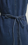 Daiiibabyyy  Summer Woman Denim Dress Cotton V Neck Jeans Dress High Waist Short Denim Dresses Mini Tie Back Jean Dress Front Buttons