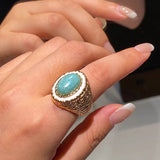 DAIIIBABYYY  -  New Arrival Trendy Blue Gemstone Silver Ladies Engagement Ring Jewelry For Women Gifts Hot Sell No Fade