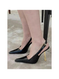 DAIIIBABYYY   -  Pointed Stiletto Heels Women Pumps Leather 2024 Summer Designer Mule Sandals Elegant Sexy Office High Heels Shoes Female New